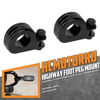 Footpeg Clamp for 1.25“ Highway Crash Bar Black Fit Harley Street Glide | HCmotorku