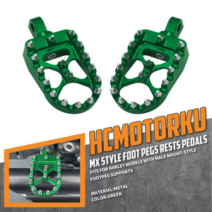 PE010609 hcmotorku green cnc foot pegs footboards mx pedals softail road glide 1984 green feature