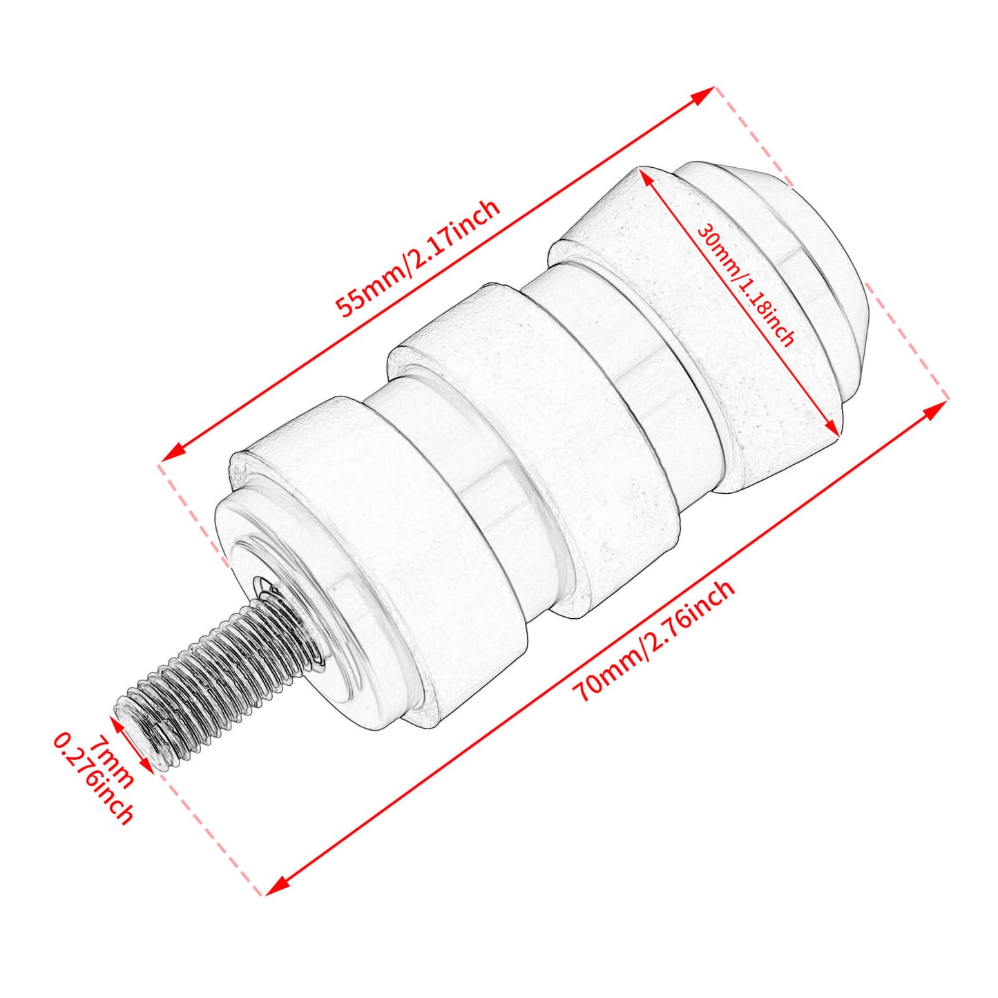 PE014205 mactions Red Footpeg Gear Shift Brake Shifter Peg for harley electra glide size
