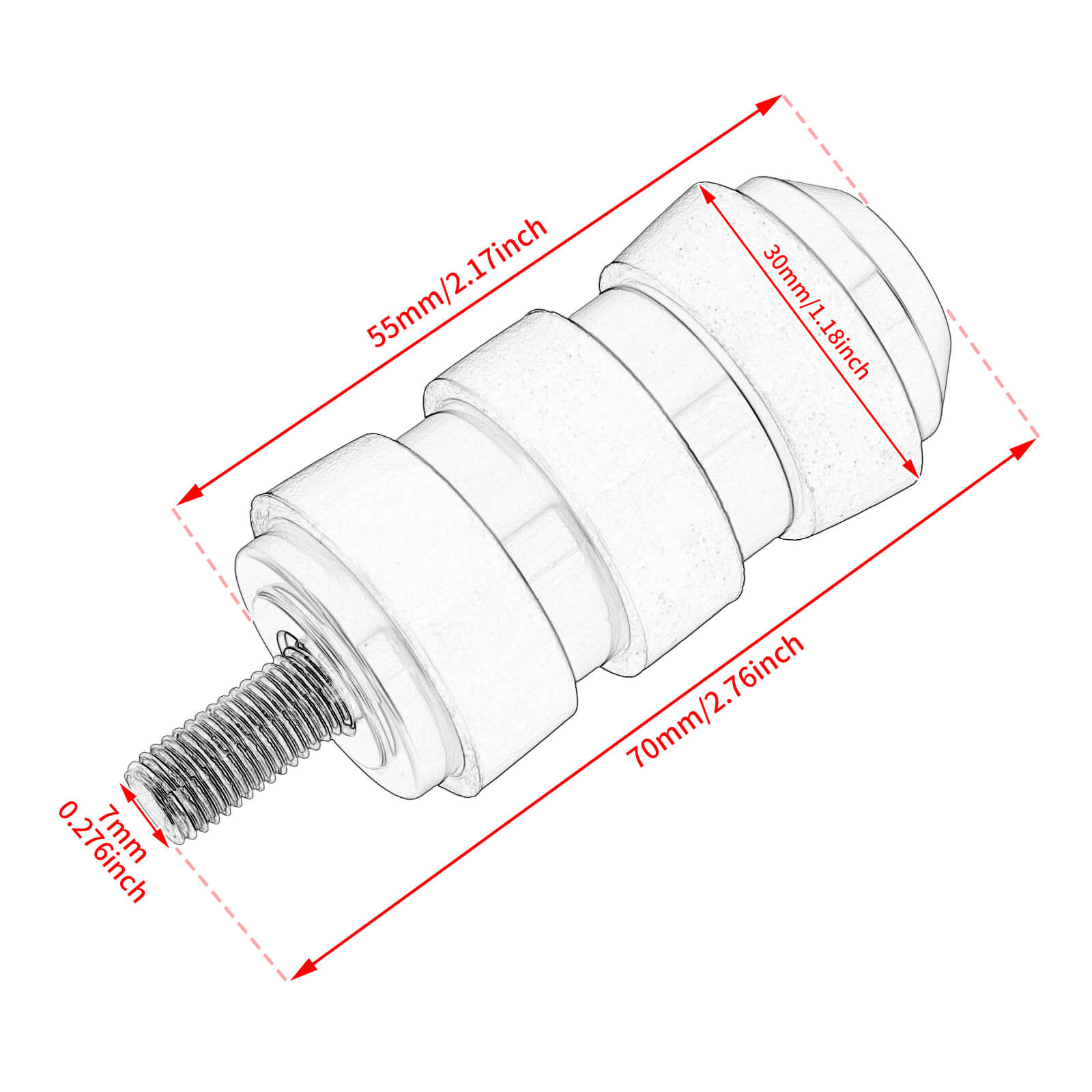 PE014205 mactions Red Footpeg Gear Shift Brake Shifter Peg for harley electra glide size