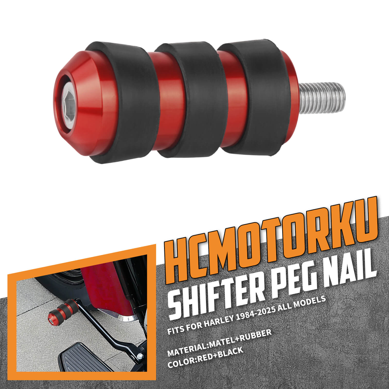 PE014205 mactions Red Footpeg Gear Shift Brake Shifter Peg for harley touring