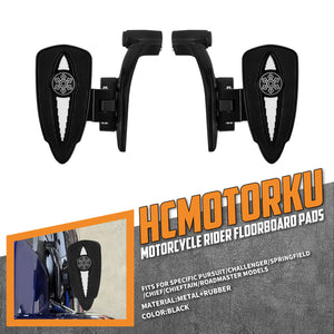 PE016401 HCmotorku CNC Black Passenger Footpegs for Indian Specific Pursuit, Challenger, Springfield, Chief, Chieftain, Roadmaster Models