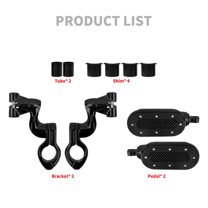 Highway Pegs with Flip-out Heel Rests for 1.25" Engine Guard For Harley | HCmotorku