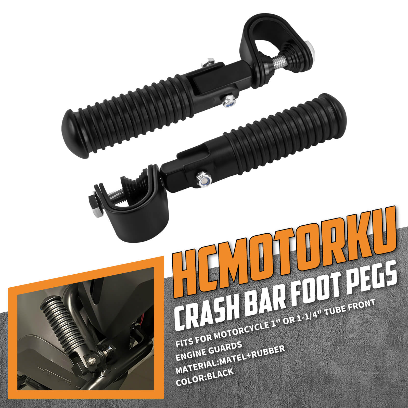 PE016801_HCmotorku_Black Highway Footpegs Crash Bar Footpegs for Honda Yamaha Harley Softail Touring Dyna Touring