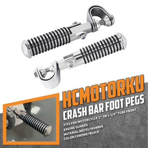 PE016802_HCmotorku_Chrome Highway Footpegs Crash Bar Footpegs for Honda Yamaha Harley Softail Touring Dyna Touring