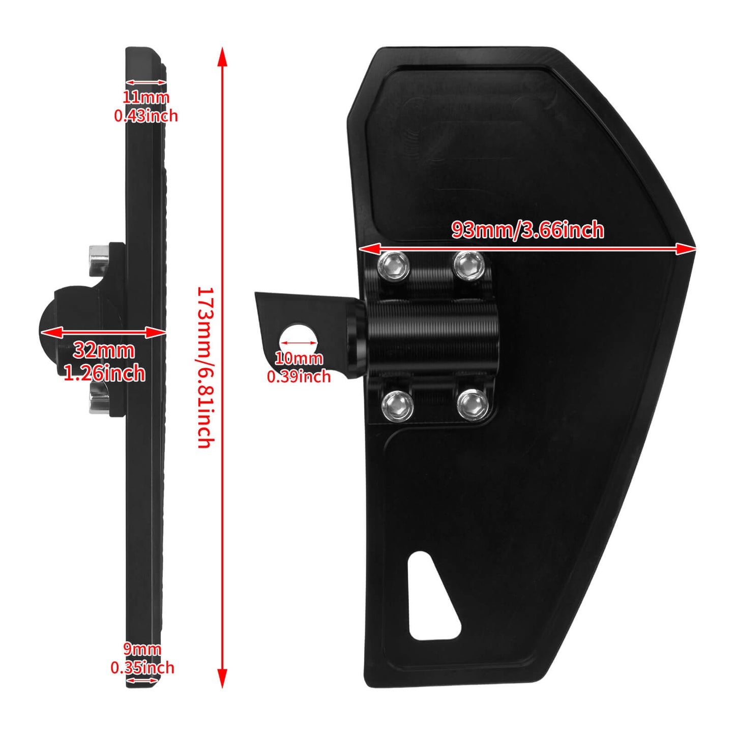 PE017001 HCmotorku Black Rear Passenger Footpegs Mini FloorBoards Mini Phantom for Harley Touring Dyna Size