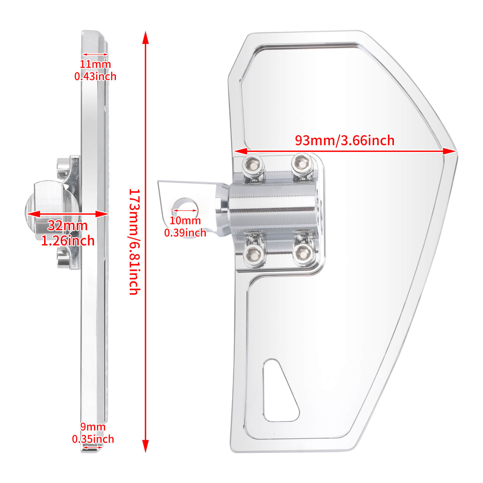PE017002 HCmotorku Chrome Rear Passenger Footpegs Mini FloorBoards Mini Phantom for Harley Touring Dyna Size