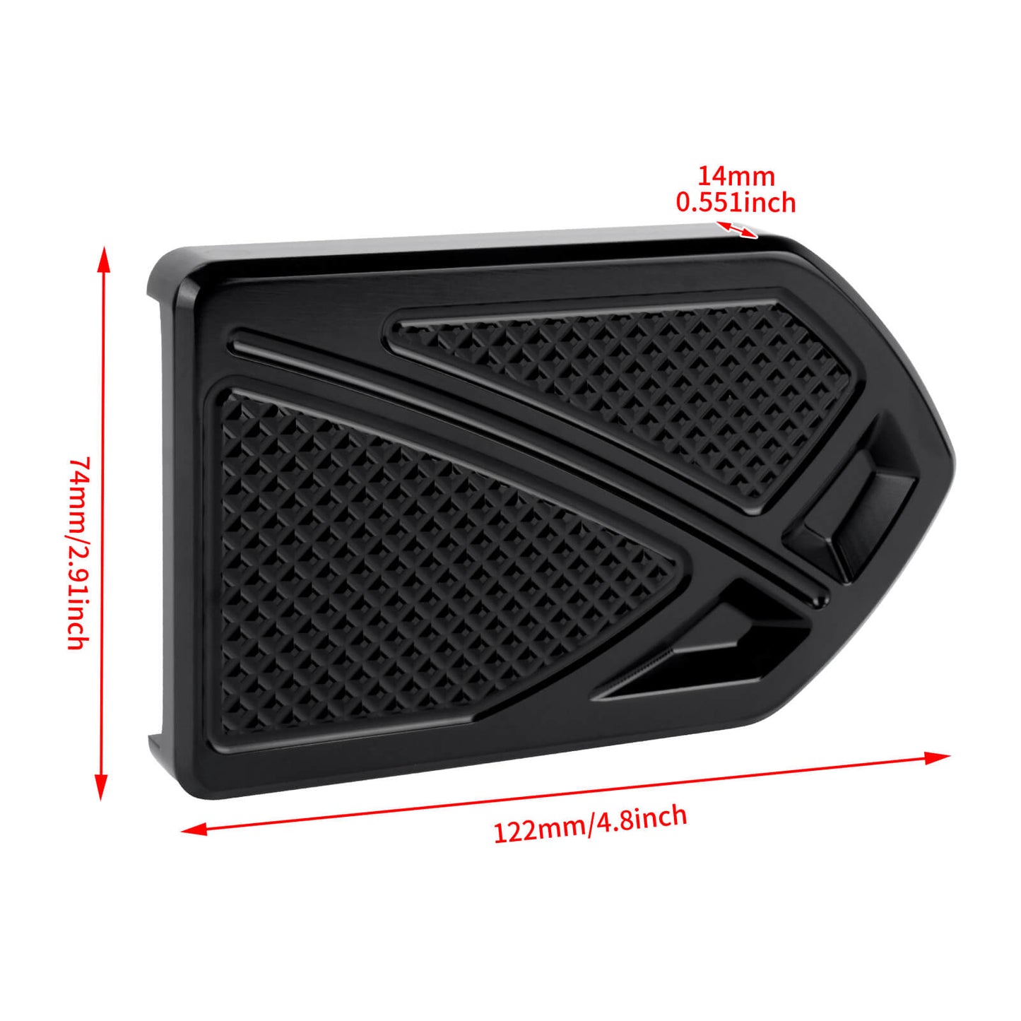 PE017101 HCmotorku Black Phantom Brake Pedal Pad for Harley Softail ‘86-’17 Touring ‘80-Later Dyna Switchback ‘12-’16 Size