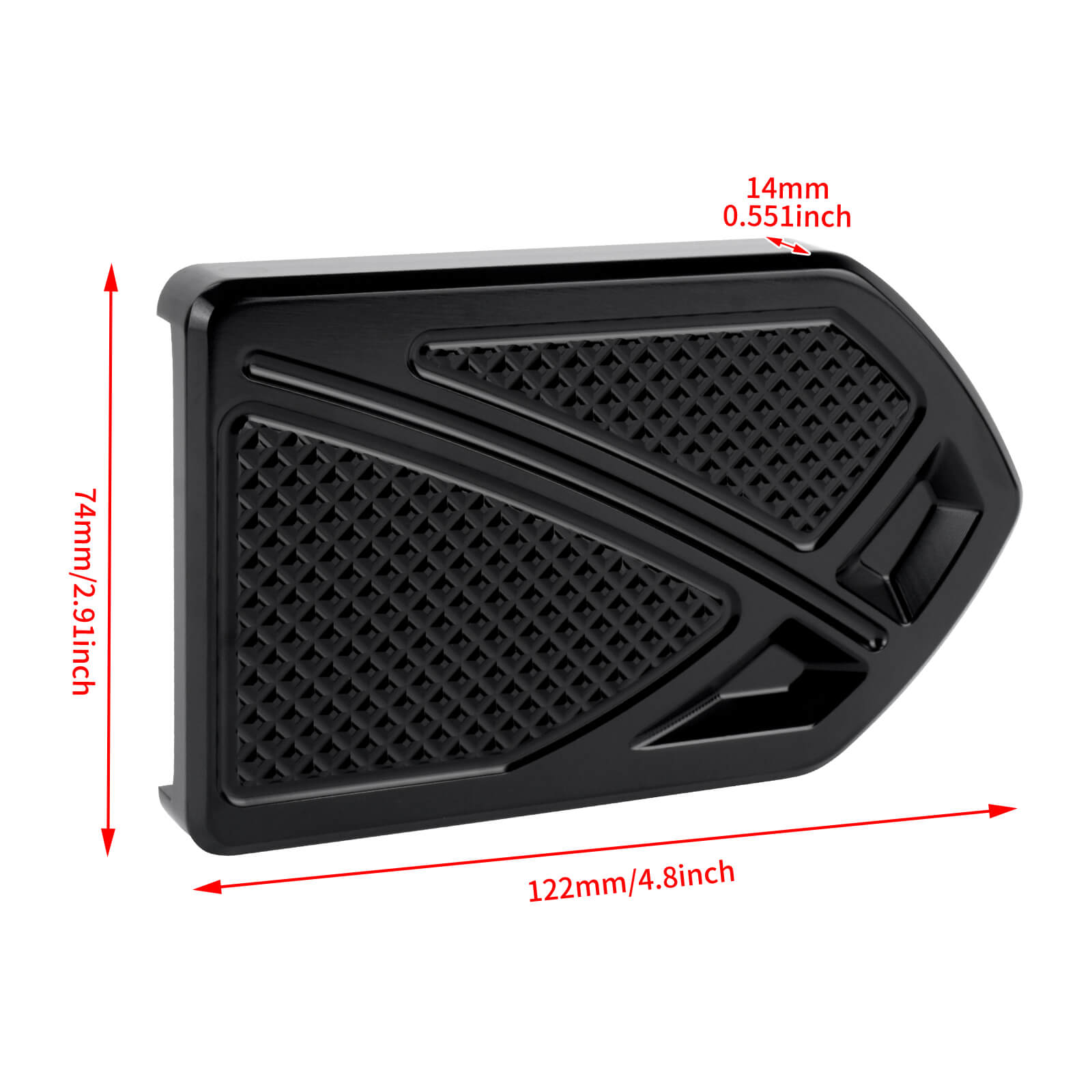 PE017101 HCmotorku Black Phantom Brake Pedal Pad for Harley Softail ‘86-’17 Touring ‘80-Later Dyna Switchback ‘12-’16 Size