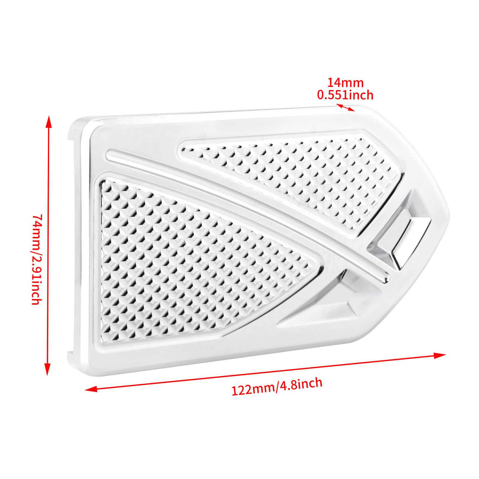 PE017102 HCmotorku Chrome Phantom Brake Pedal Pad for Harley Softail ‘86-’17 Touring ‘80-Later Dyna Switchback ‘12-’16 Size