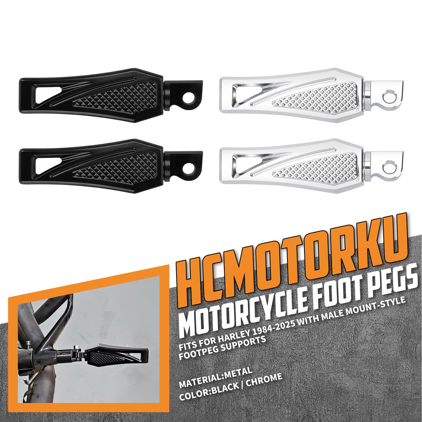 PE0172 HCmotorku Motorcycle Footpegs Footboards for Harley Softail Touring Electra Glide Road Glide Road King