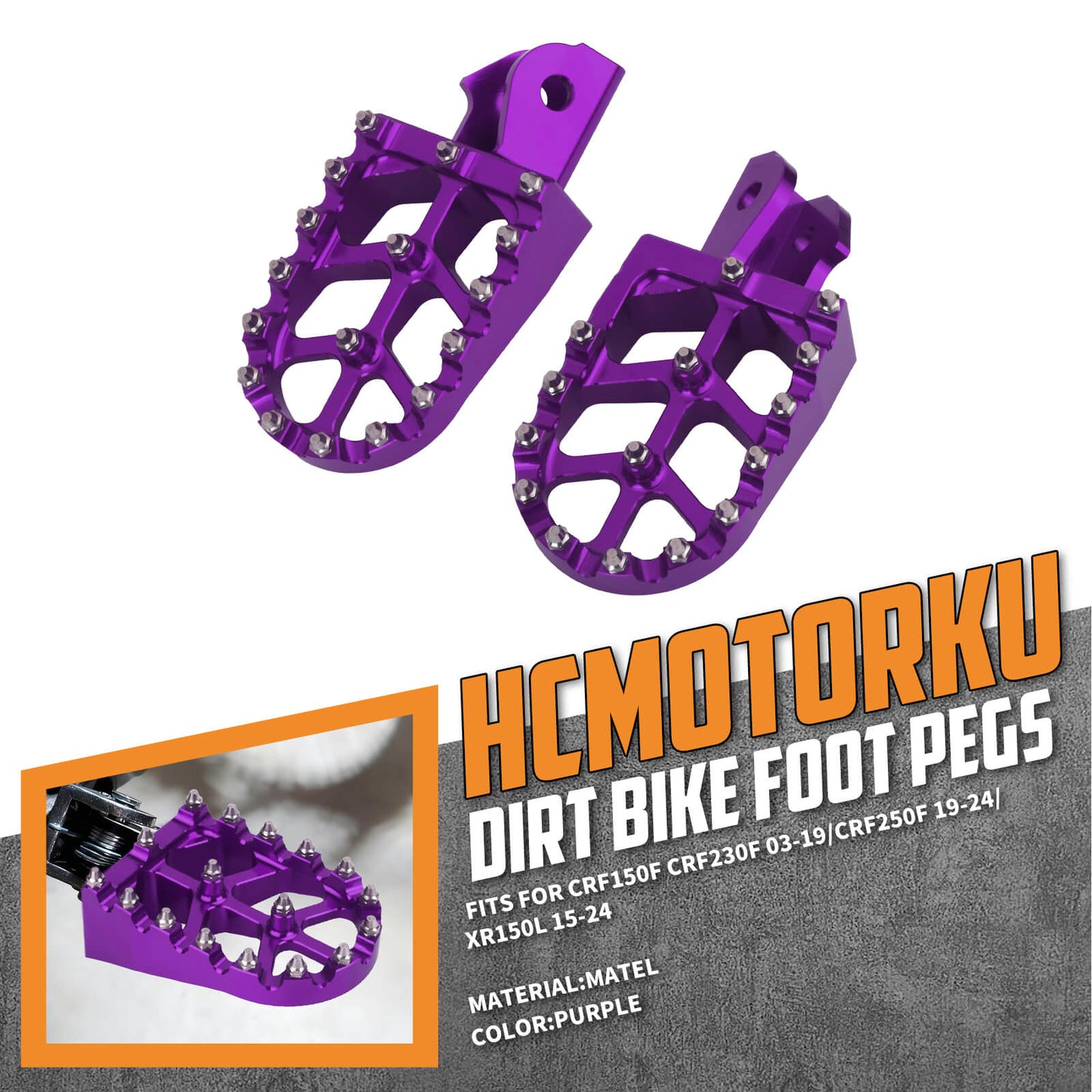PE017407_HCmotorku_Purple CNC MX Style Drit Bike Footpegs Footrests For Honda Surron Light Bee
