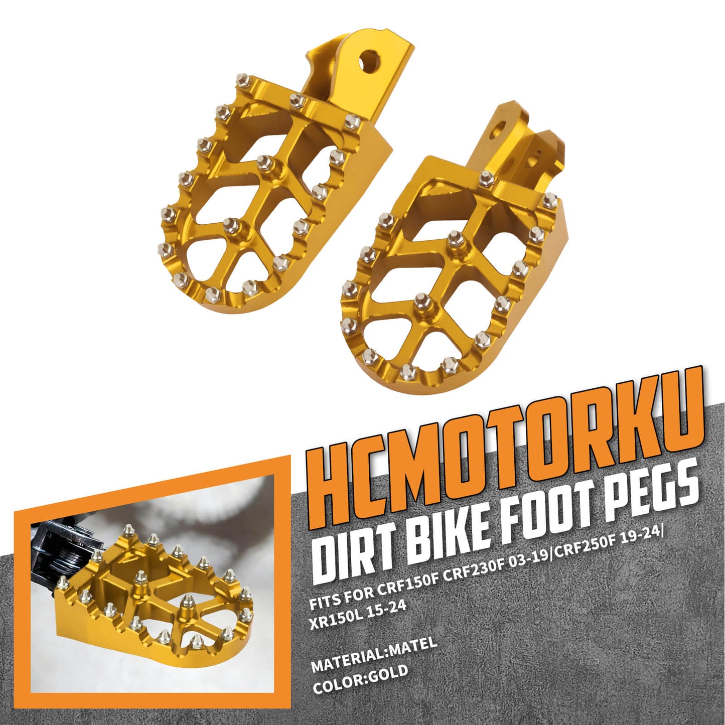 PE017408_HCmotorku_Gold CNC MX Style Drit Bike Footpegs Footrests For Honda Surron Light Bee