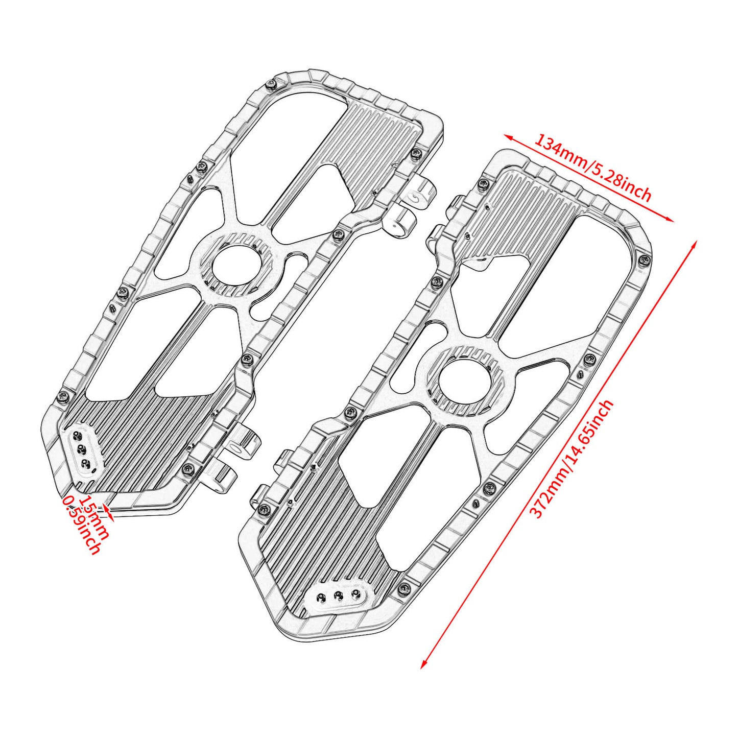 PE017605 hcmotorku Rider Footboards Floorboards For Harley touring street glide - size