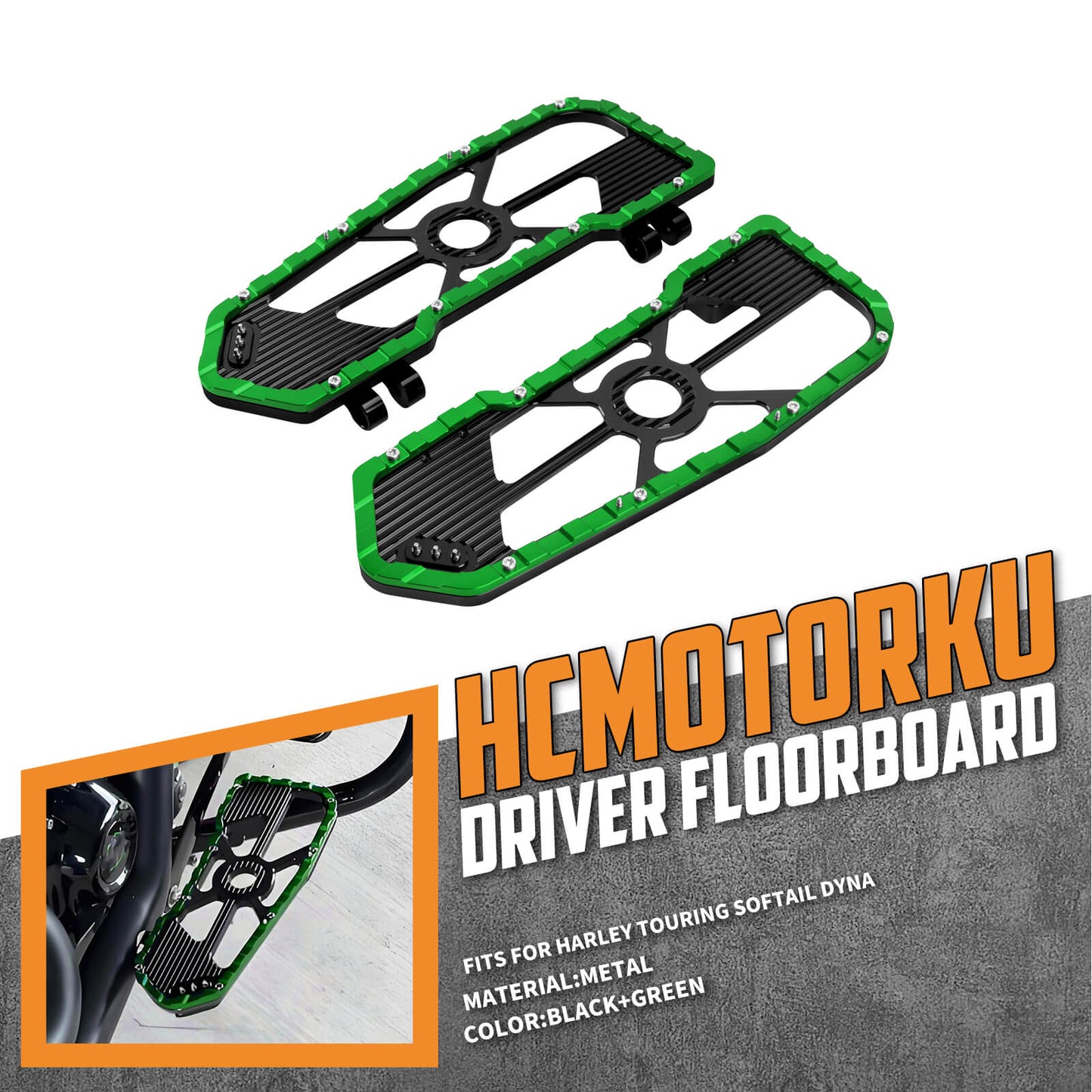 PE017605 hcmotorku Rider Footboards Green Floorboards For Harley touring