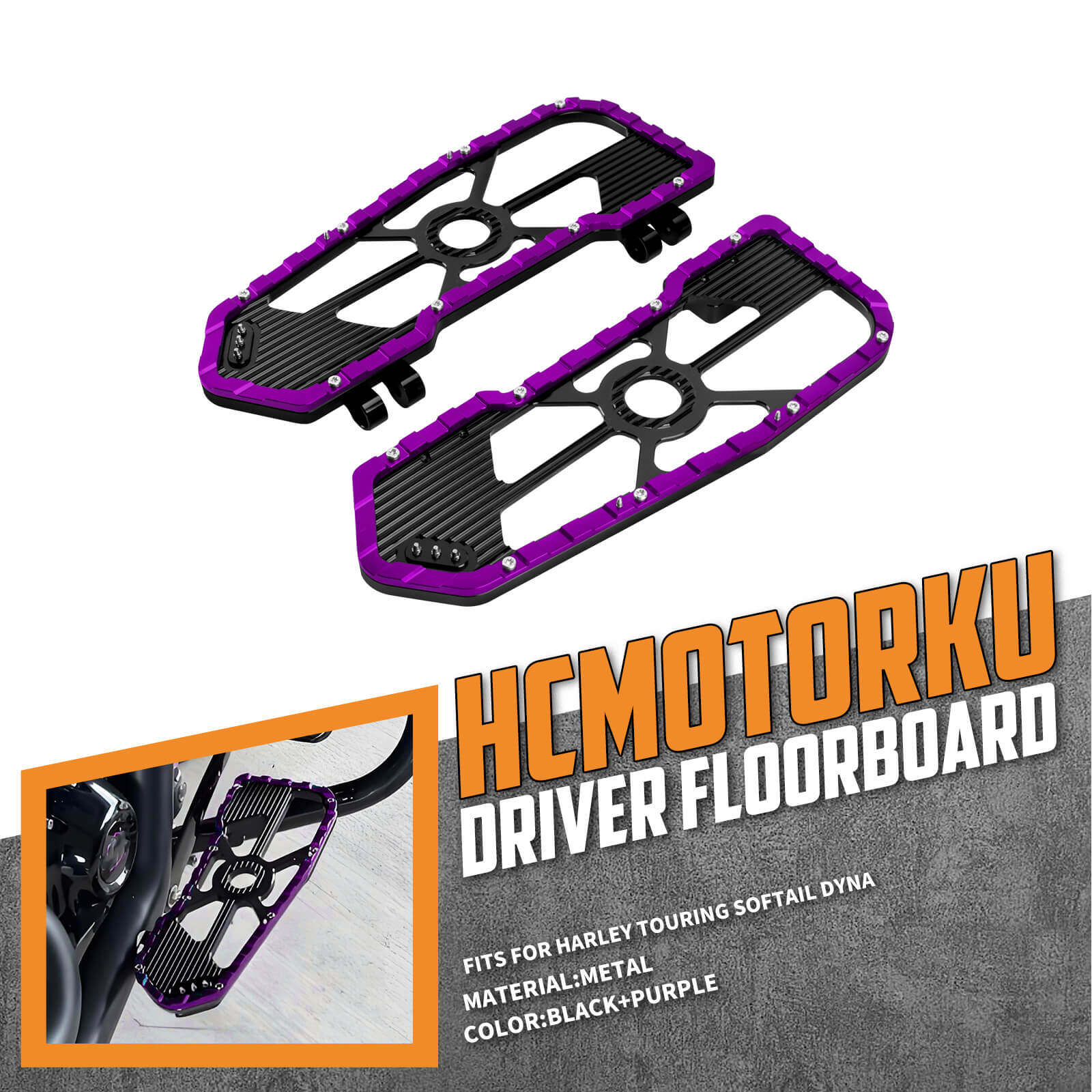 PE017606 hcmotorku Rider Footboards Purple Floorboards For Harley touring  - purple