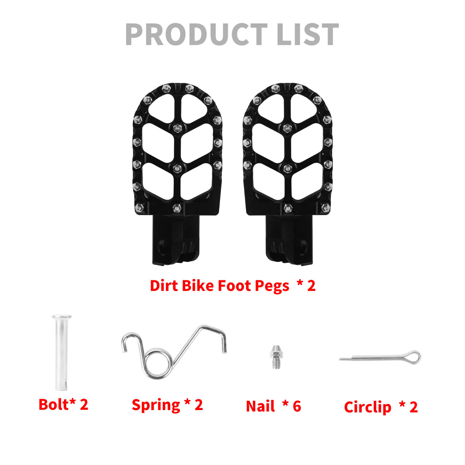 PE017701 HCmotorku Black Pit Bike Footpegs CNC Footpegs Footrests Black for Honda CRF50 CRF11 for Most Chinese Pit Bike Product List