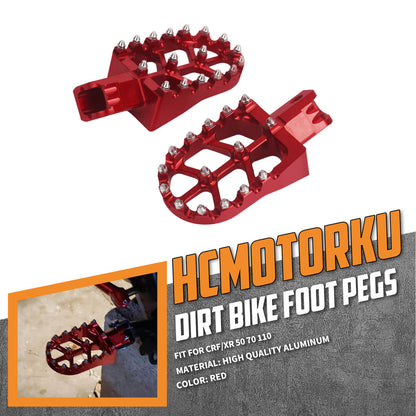 PE017702 HCmotorku Pit Bike Footpegs CNC Footpegs Footrests Red for Honda CRF50 CRF11 for Most Chinese Pit Bike