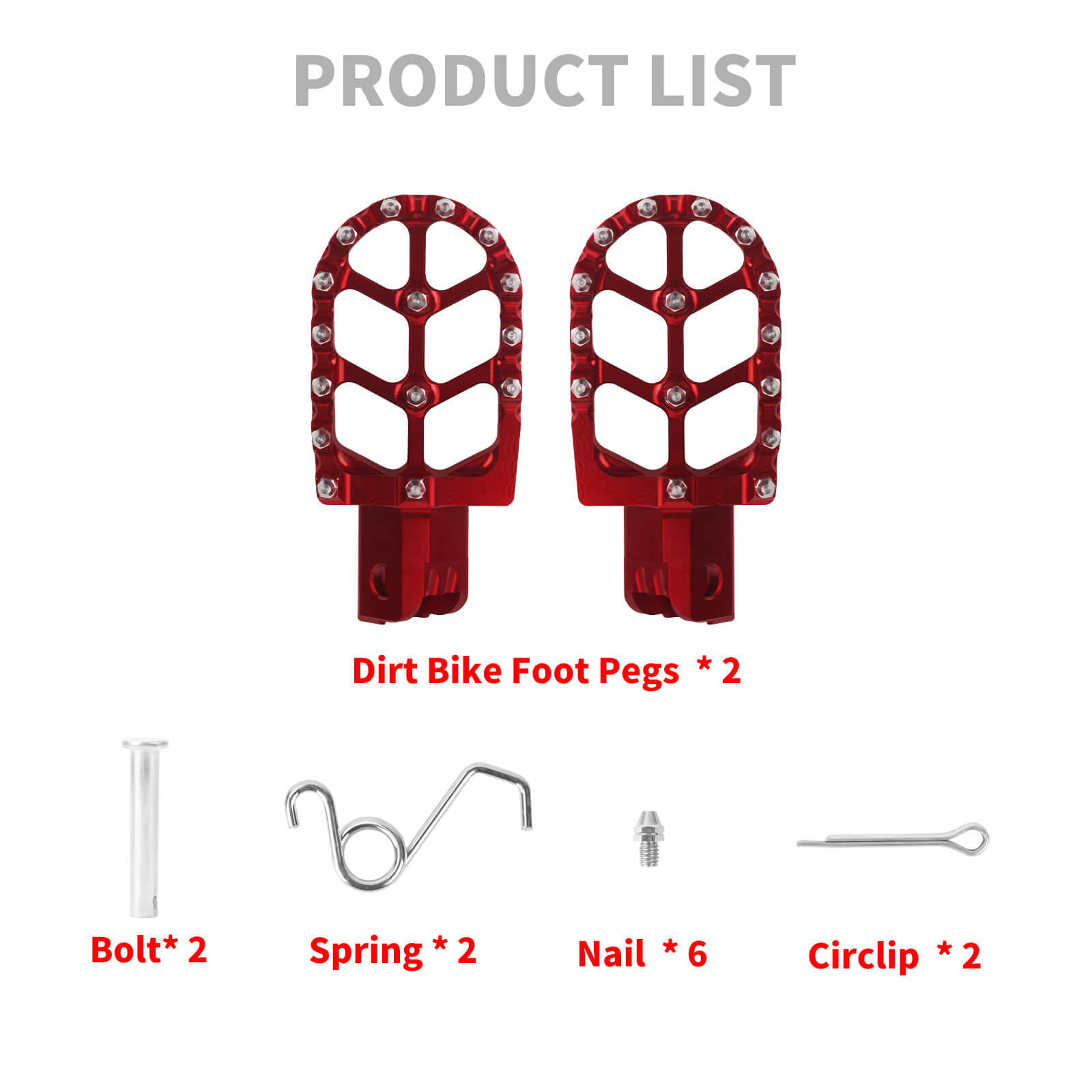 PE017702 HCmotorku Pit Bike Footpegs CNC Footpegs Footrests Red for Honda CRF50 CRF11 for Most Chinese Pit Bike Product List