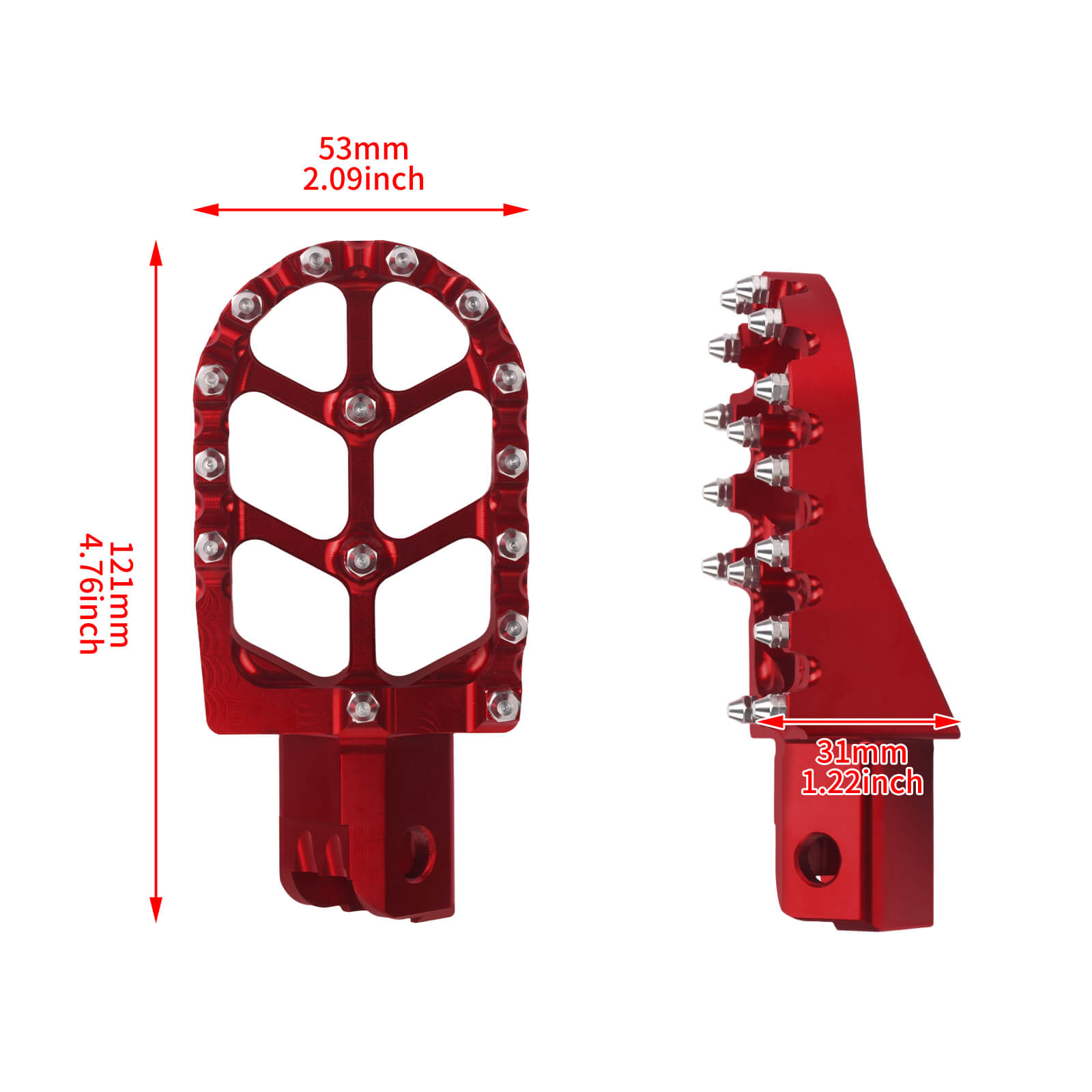 PE017702 HCmotorku Pit Bike Footpegs CNC Footpegs Footrests Red for Honda CRF50 CRF11 for Most Chinese Pit Bike Size