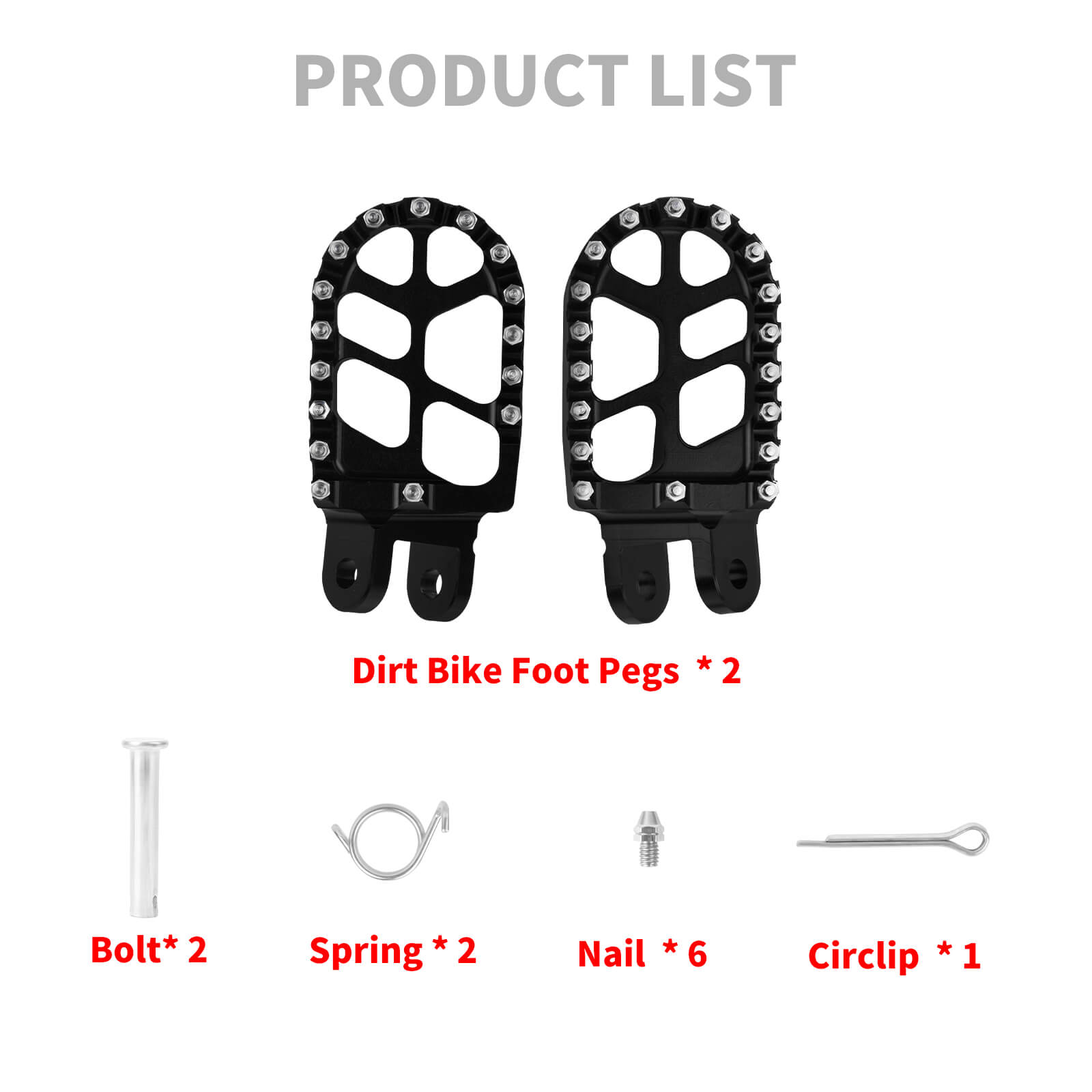 PE017801 HCmotorku Black Motorcycle Footpegs Footrests Pedals for Honda Kawasaki Product List