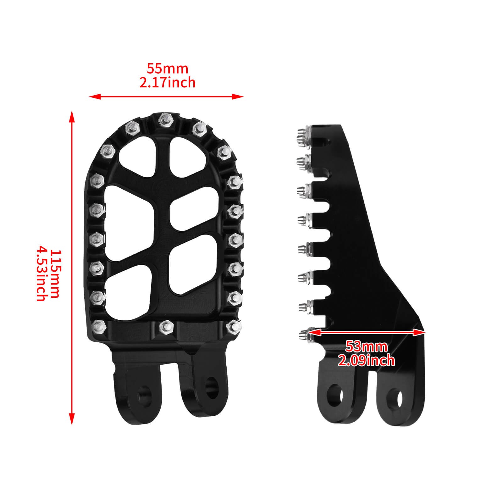 PE017801 HCmotorku Black Motorcycle Footpegs Footrests Pedals for Honda Kawasaki Size