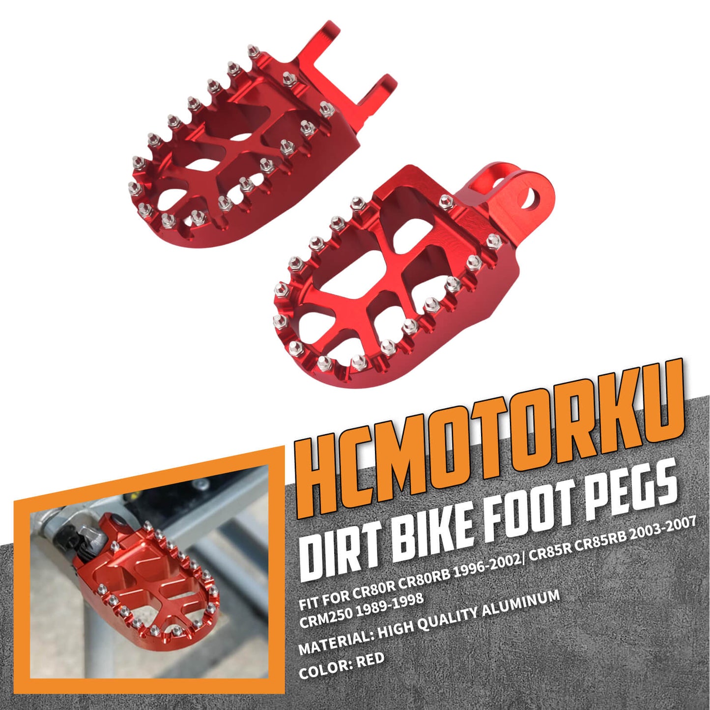 PE017802 HCmotorku Red Motorcycle Footpegs Footrests Pedals for Honda Kawasaki