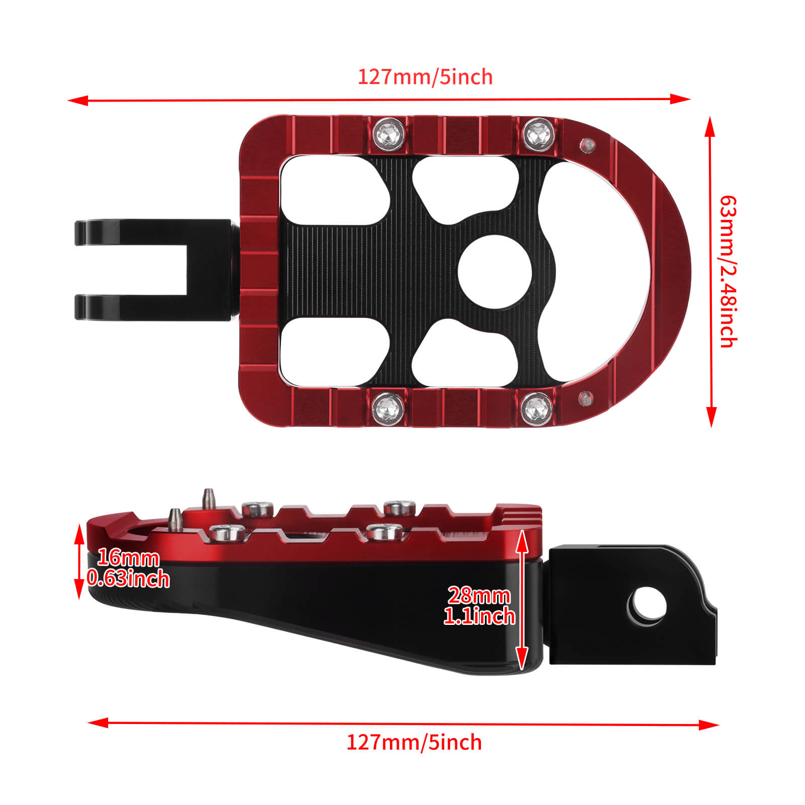 PE17902 HCmotorku Red Rider Footpegs Footboards for Harley Softail  ’18-up size