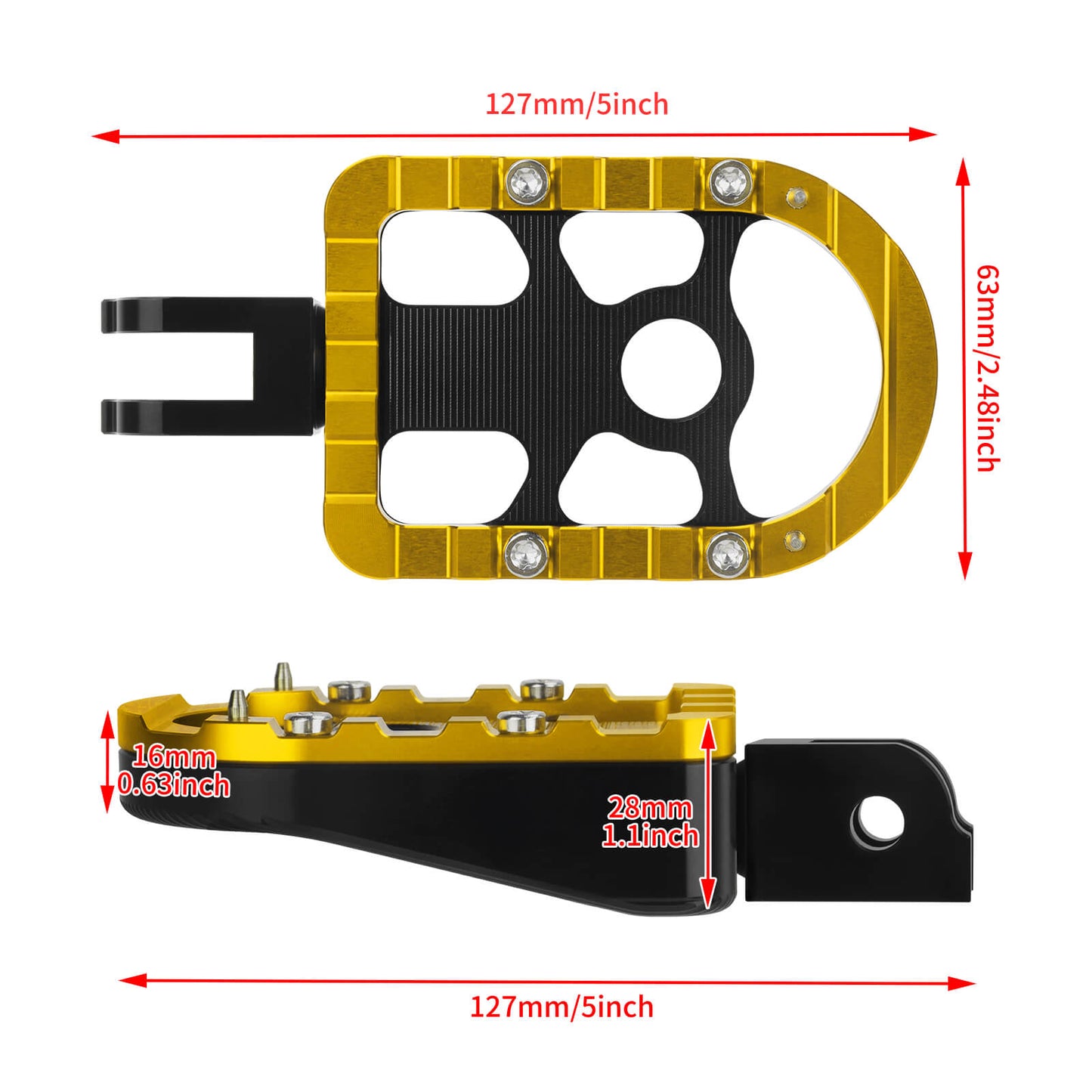 PE17904 HCmotorku Yellow Rider Footpegs Footboards for Harley Softail ’18-up  size