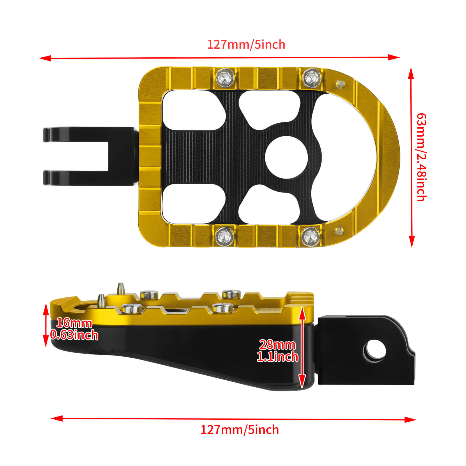 PE17904 HCmotorku Yellow Rider Footpegs Footboards for Harley Softail ’18-up  size