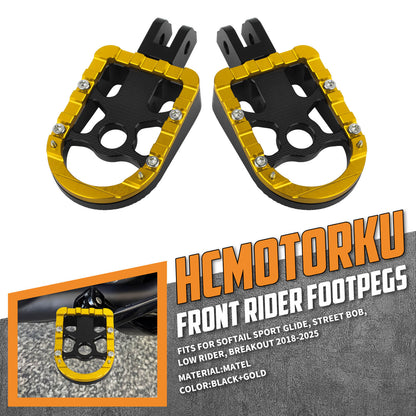 PE17904 HCmotorku Yellow Rider Footpegs Footboards for Harley Softail Breakout Low Rider Street Bob 
