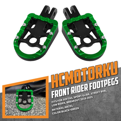 PE17905 HCmotorku Green Rider Footpegs Footboards for Harley Softail Breakout Low Rider Street Bob