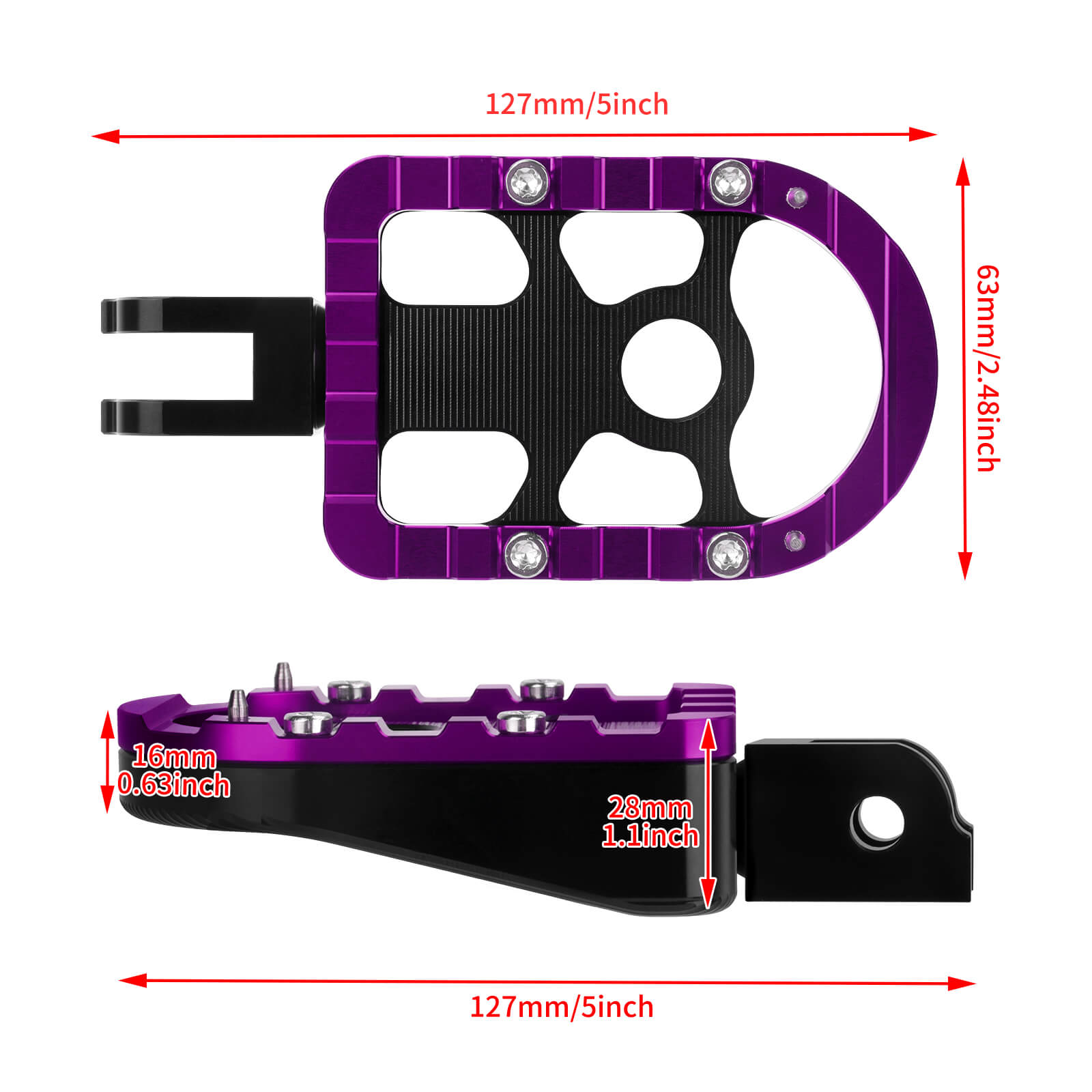 PE17906 HCmotorku Purple Rider Footpegs Footboards for Harley Softail Breakout Low Rider Street Bob ’18-up size