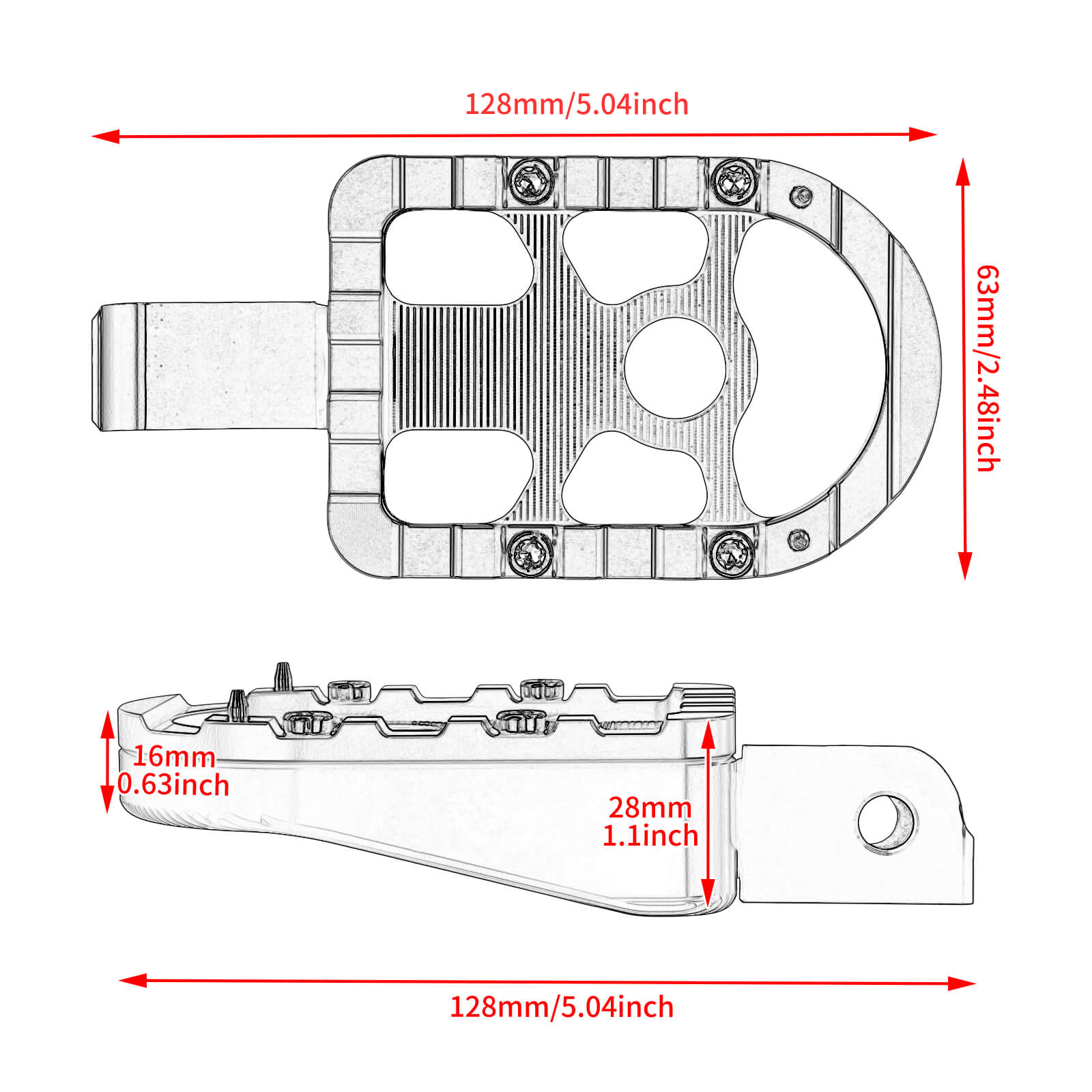 PE018002 hcmotorku Motorcycle highway Passenger Foot Pegs for harley softail - size