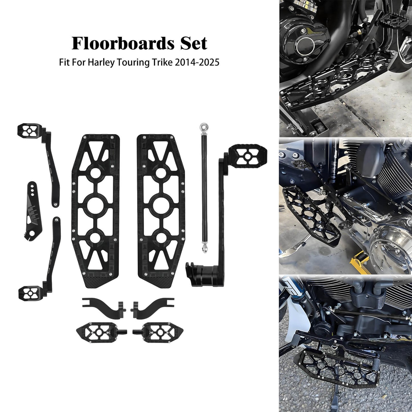 PE018401 HCmotorku Black Break Levers Footboards for Harley Touring ’14-up detail