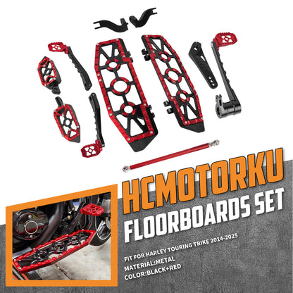 PE018402 HCmotorku Red Break Arms Footboards for Harley Touring ’14-up 