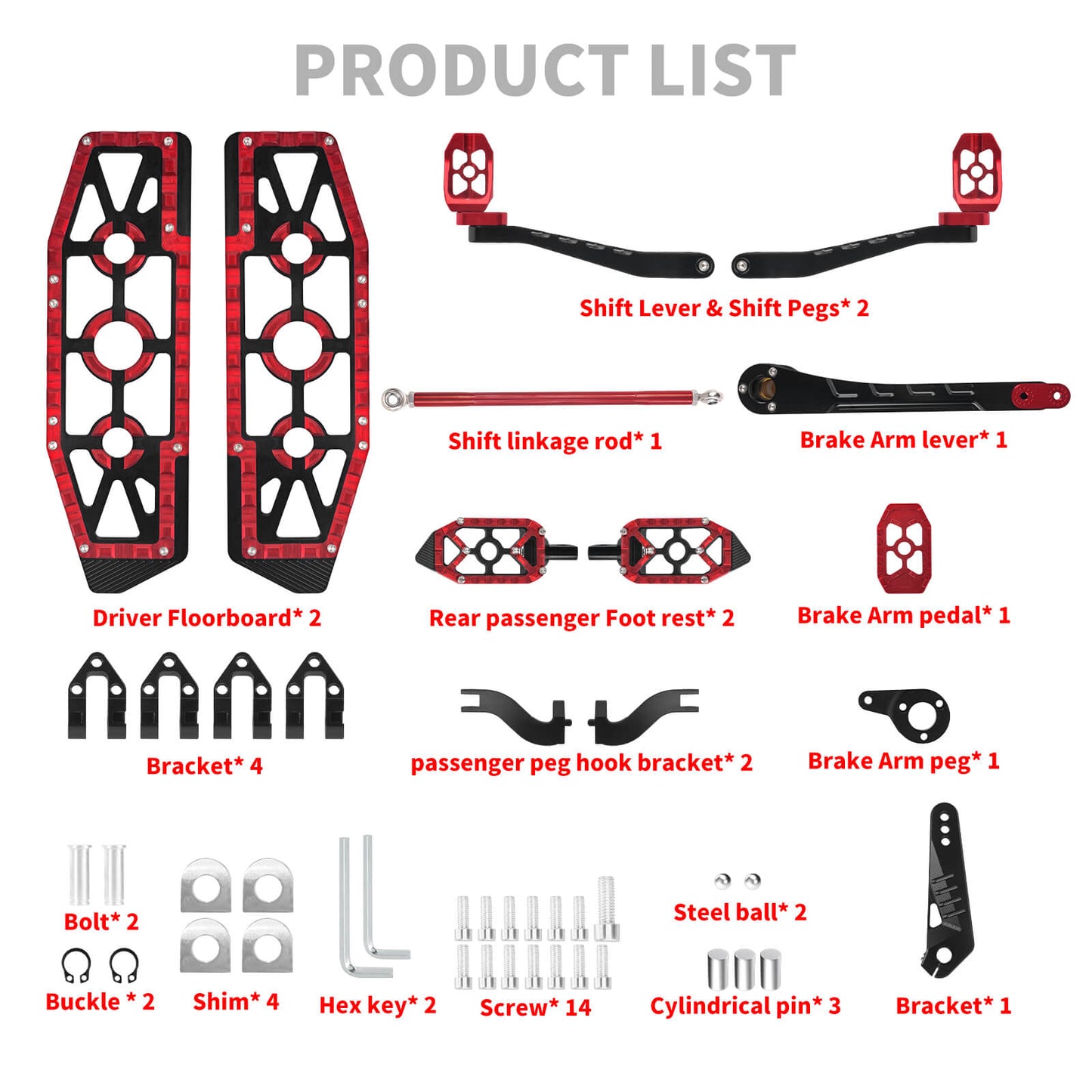 PE018402 HCmotorku Red Break Levers Footboards for Harley Touring ’14-up  product list