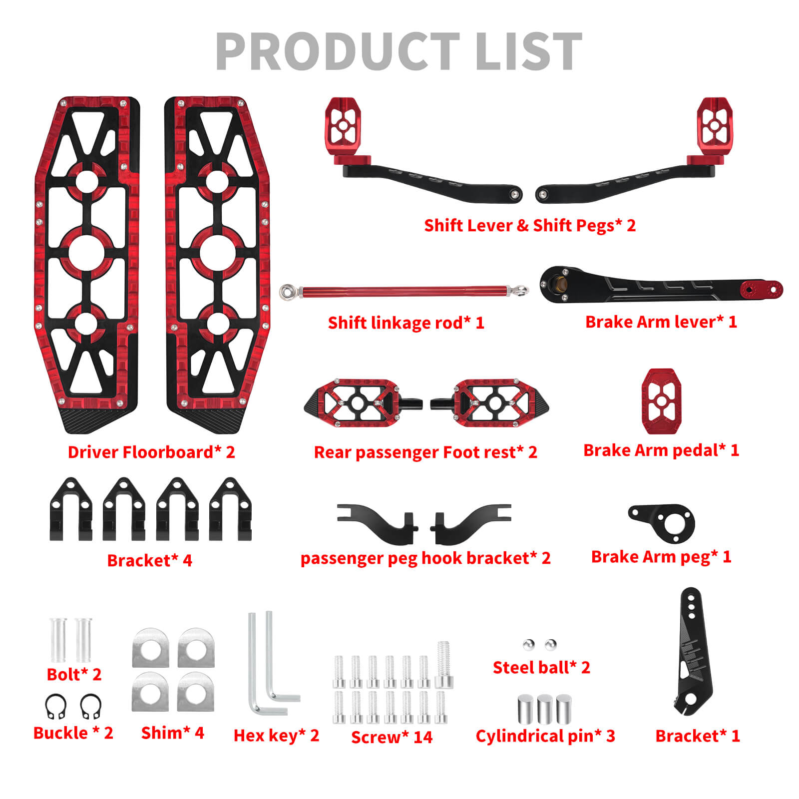 PE018402 HCmotorku Red Break Levers Footboards for Harley Touring ’14-up  product list