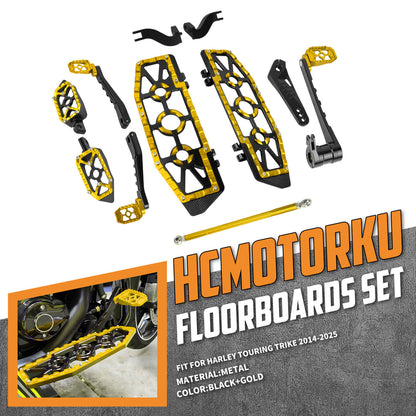 PE018403 HCmotorku Gold Break Levers Footboards for Harley Touring ’14-up 