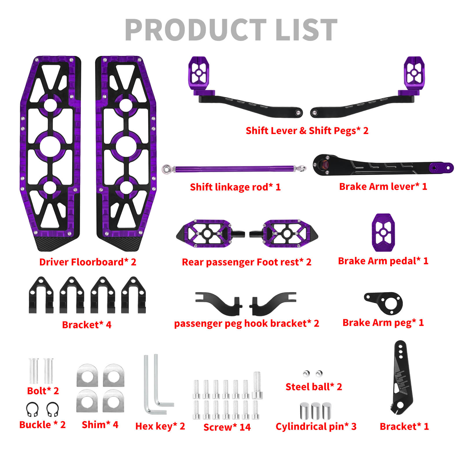 PE018404 HCmotorku Purple Break Levers Footboards for Harley Touring ’14-up   product list