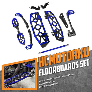 PE018405_HCmotorku_All-In-One Aluminum Blue Floorboard Kit For Harley Touring & Trike '14-'25