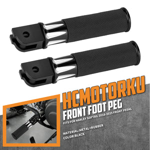 PE018501_HCmotorku_Black CNC Front Rider Footpegs for Harley Softail Street Bob Low Rider Breakout