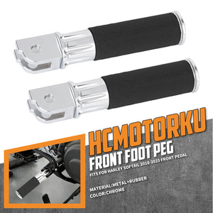 PE018502_HCmotorku_Black CNC Front Rider Footpegs for Harley Softail Street Bob Low Rider Breakout