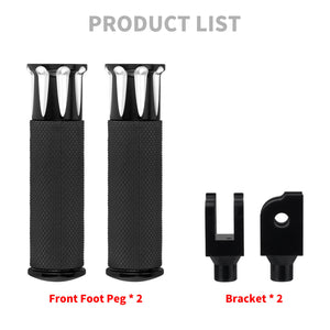 PE018501_HCmotorku_Black CNC Front Rider Footpegs for Harley Softail Street Bob Low Rider Breakout