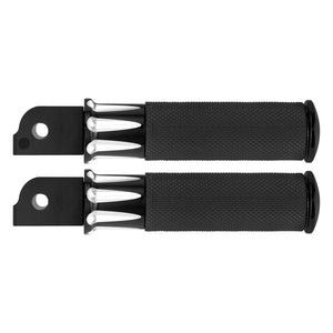PE018601_HCmotorku_Black Custom Knurled Aluminum Rear Passenger Footpegs for Harley Softail '18-Up