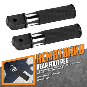 PE018601_HCmotorku_Black Custom Knurled Aluminum Rear Passenger Footpegs for Harley Softail '18-Up