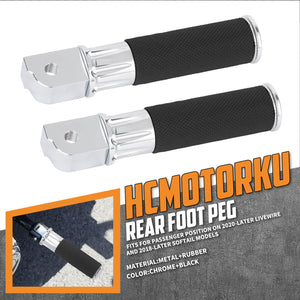 PE018602_HCmotorku_Chrome_Custom Knurled Aluminum Rear Passenger Footpegs for Harley Softail '18-Up