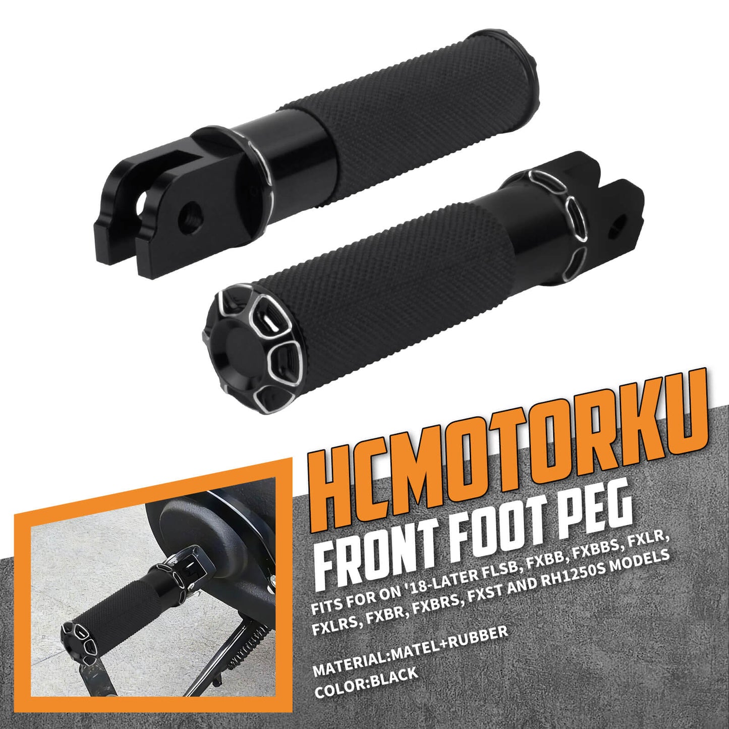 PE018701 HCmotorku Black Footpegs for Harley Softail  ’18-up 