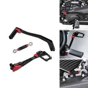 PE019001 HCmotorku Anodized Red Mid Foot Control Set with Linkage for Harley softail s - size