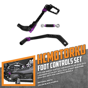 PE019004 HCmotorku Anodized Purple Mid Foot Control Set with Linkage for Harley